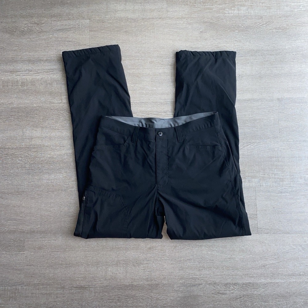 Eddie Bauer Black Nylon Fleece Lined Chino Men Pants Size 32x32  1376‎